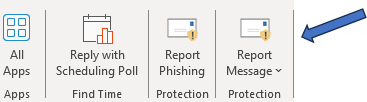 screenshot showing the new button in Outlook