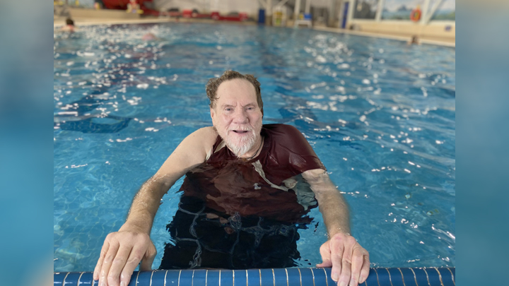 Andrew 'Rocky' Munro, a resident at J.B. Wood Continuing Care Centre enjoys AHS’ aquatic recreational therapy program.